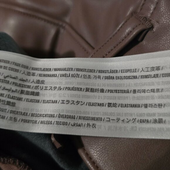 Abercrombie The 90's Straight Ultra High-Rise Faux Leather Taupe Pants Size 6 - Picture 9 of 10